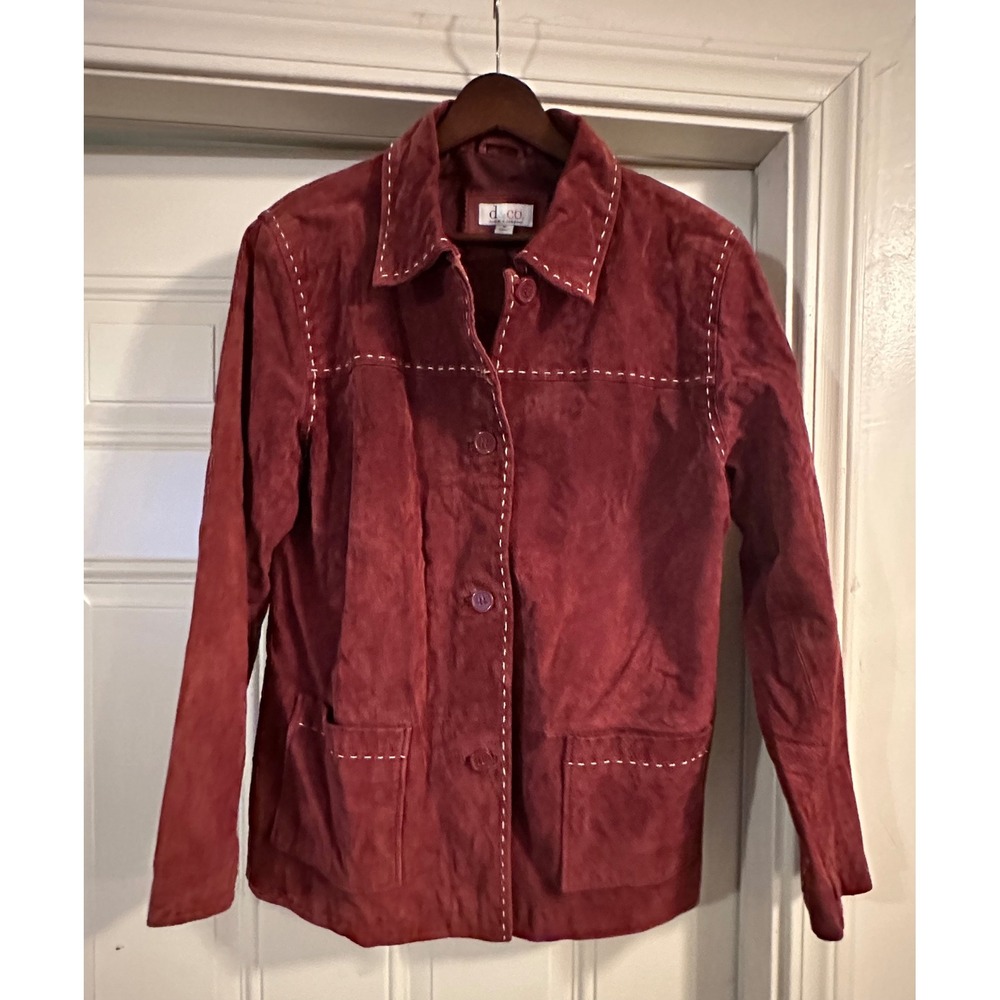 Vintage Denim & Co. Burgundy Genuine Suede Leather Jacket M